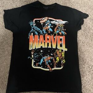 Marvel Black Short Sleeve Tee with Iconic Comic Design